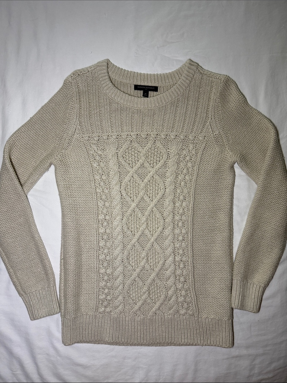 J. Crew Cream Cable-Knit Crewneck Sweater